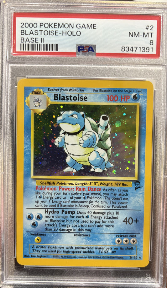 Blastoise Base Set 2 Holo - PSA 8 - 2/130