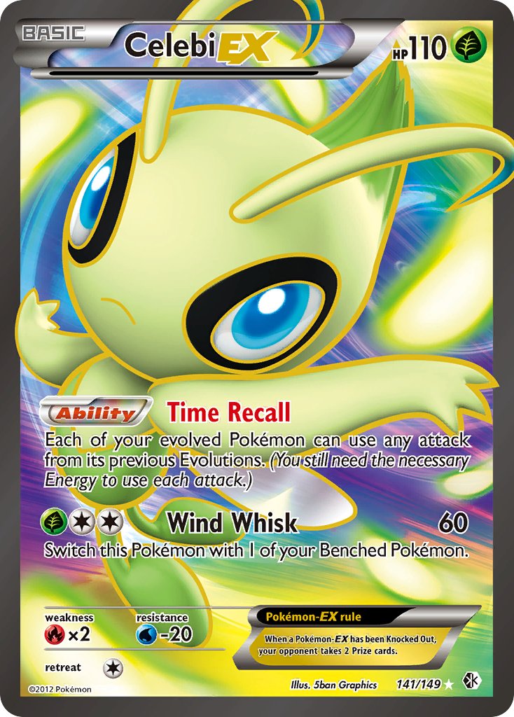 Celebi EX - 141/149 - Pokemon Boundaries Crossed Black White Full Art Card (NEAR MINT)