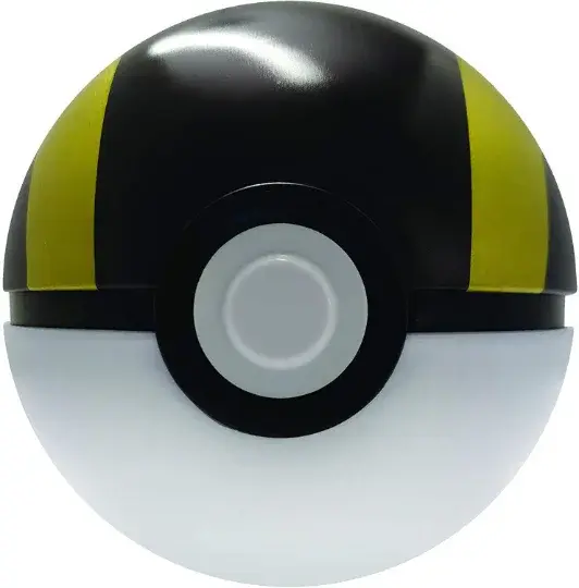 Ultra Ball Pokémon collectible toy with black and yellow design from PTC Collectibles