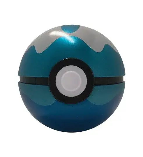 Blue and silver Dive Ball Pokémon collectible toy from PTC Collectibles on white background