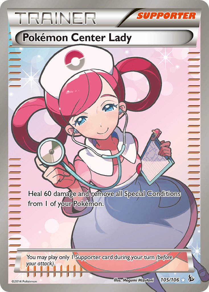 Pokemon Center Lady - 105/106 - Full Art Ultra Rare - Premier Trading Cards