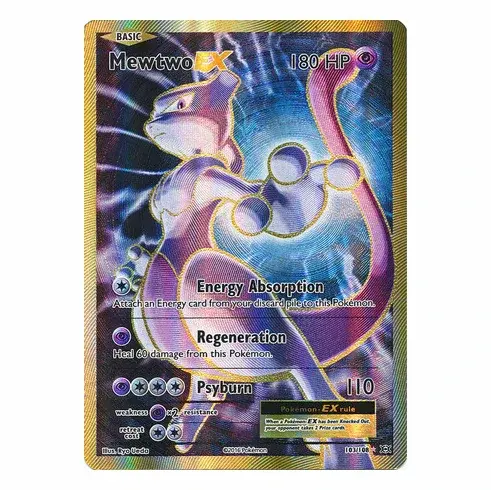 Full art Mewtwo EX Pokémon XY Evolutions trading card with holofoil design