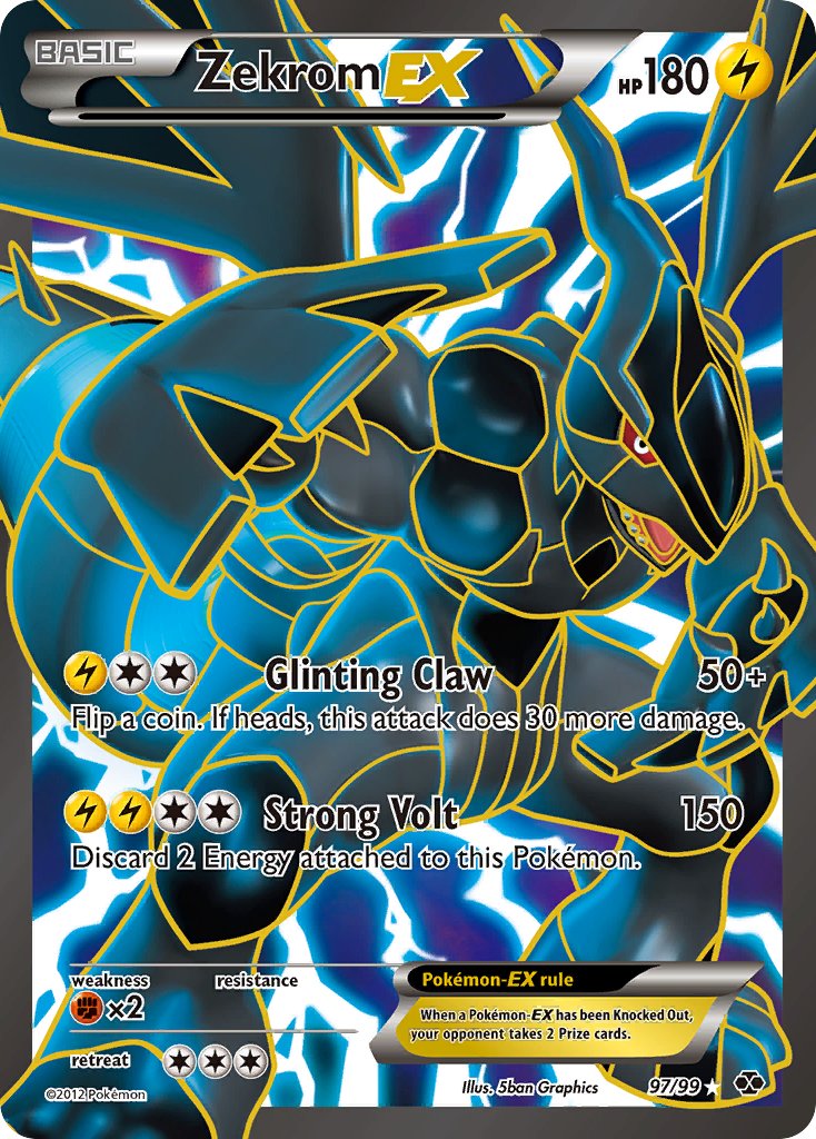 Zekrom EX - 97/99 - Full Art Ultra Rare PTC Collectibles Zekrom EX - 97/99 - Full Art Ultra Rare PTC Collectibles