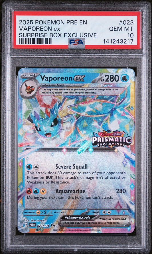 Vaporeon ex - 023/131 Promo - Prismatic Evolutions PSA 10