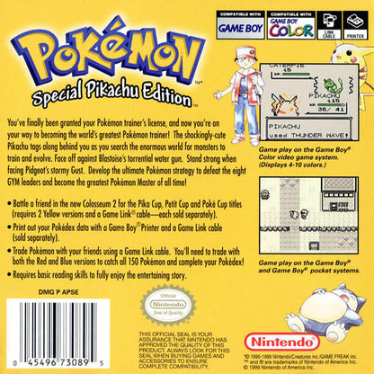 Pokemon Yellow Version - Special Pikachu Edition ( Authentique avec nouvelle batterie )