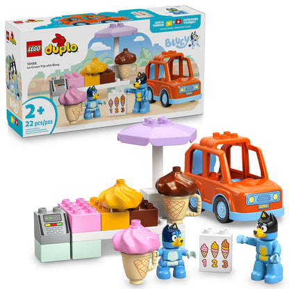 LEGO DUPLO Bluey Ice Cream Trip with Bluey - Toddler Toy for Kids, Boys, and Girls Ages 2+ - Includes Figure and Ice Cream Stand - Sensory Toy for Pretend Play - Preschool Gift Idea - 10458 🍁 All In One Marketplace Canada