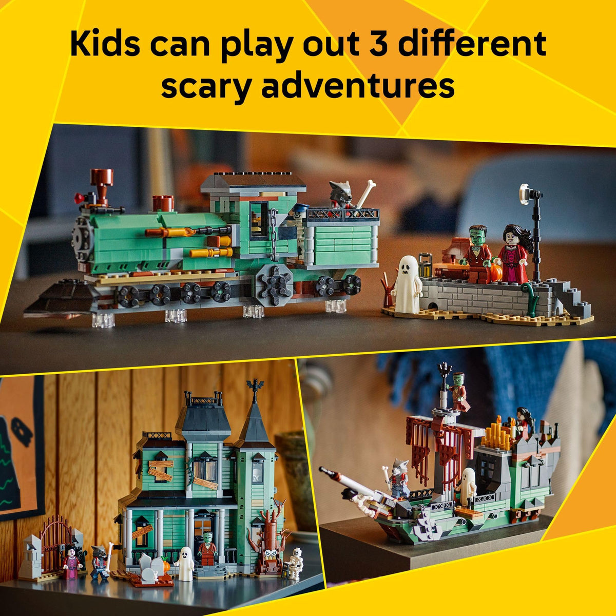 LEGO Creator 3 in 1 Haunted Mansion Building Toy for Kids - Halloween Building Blocks & Learning Toy for Girls & Boys, Ages 9+ - Build a Haunted House, Train, or Ship - Gift for Birthdays - 31167 🍁 All In One Marketplace Canada
