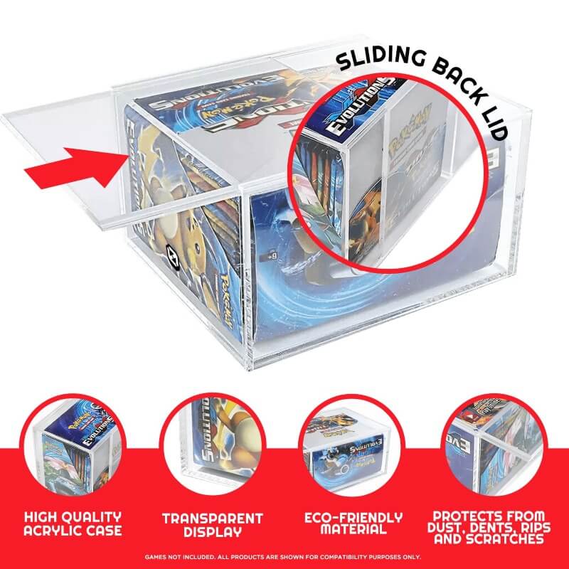 Pokemon Booster Box w/ Sliding Lid Anti-UV - EVORETRO Acrylic Protector 4.0MM