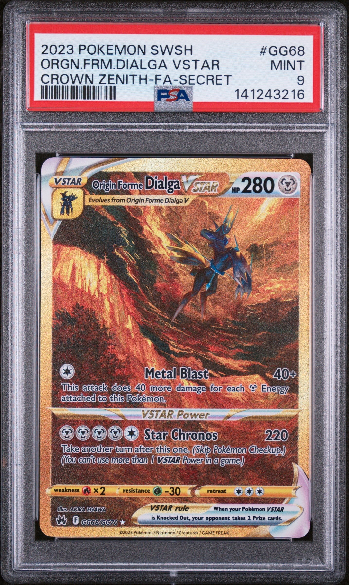Origin Forme Dialga VSTAR - GG68/GG70 - Trainer Gallery - Crown Zenith - PSA 9