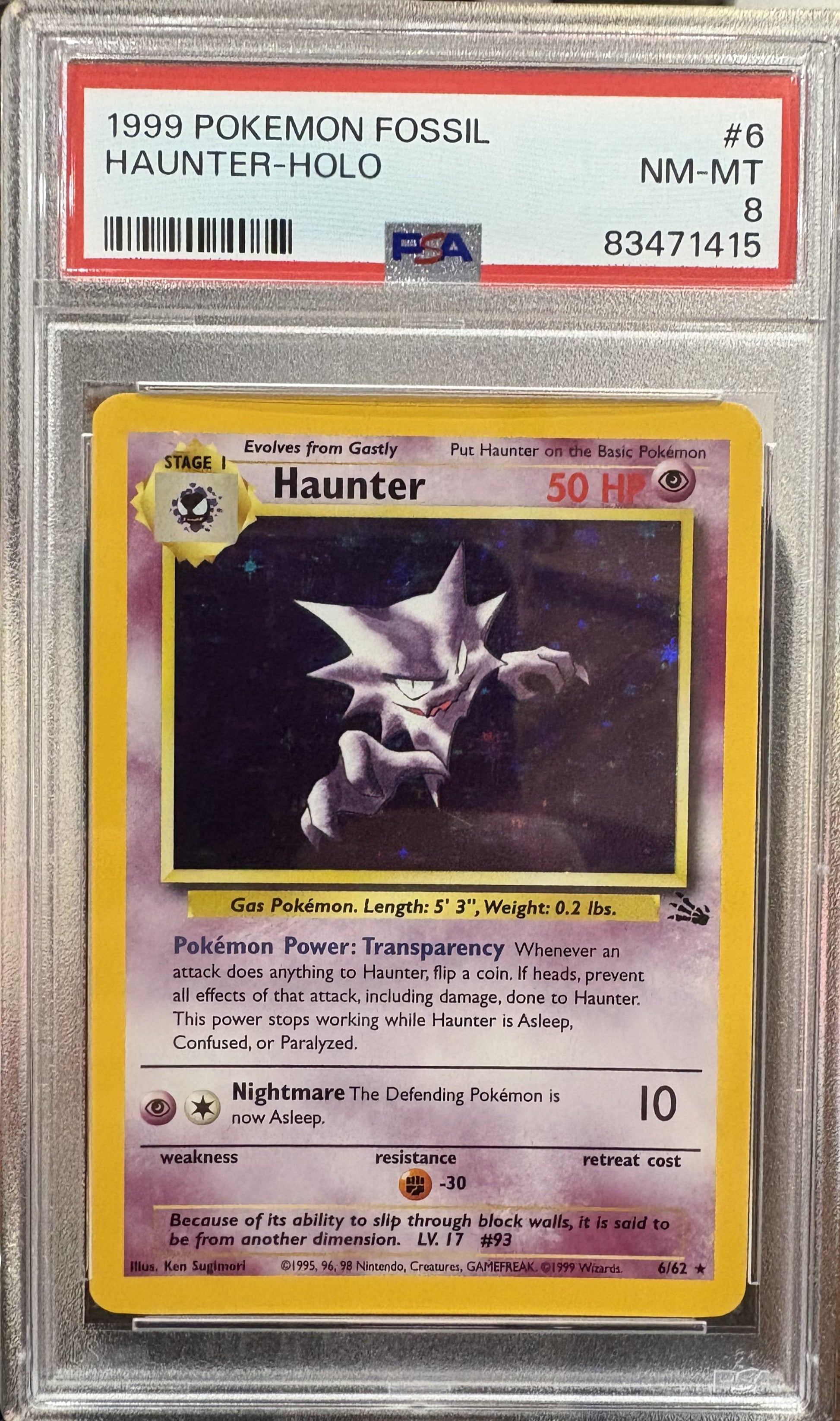 Haunter Fossil Holo Card - PSA 8 - Rare Pokemon Collectible PTC Collectibles Haunter Fossil Holo Card - PSA 8 - Rare Pokemon Collectible PTC Collectibles