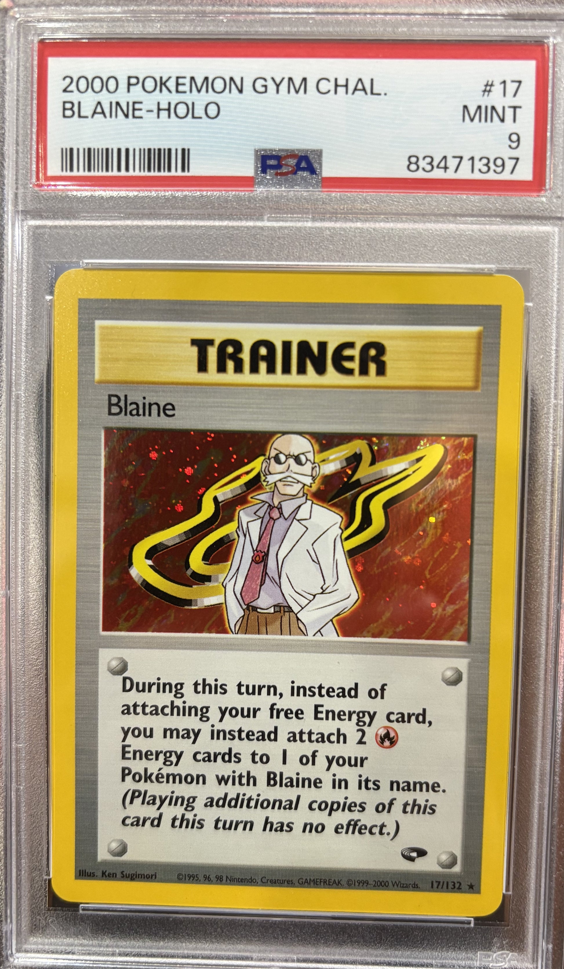 Blaine PSA 9 Holo Trainer Pokemon Card 17/132 Collectible PTC Collectibles Blaine PSA 9 Holo Trainer Pokemon Card 17/132 Collectible PTC Collectibles