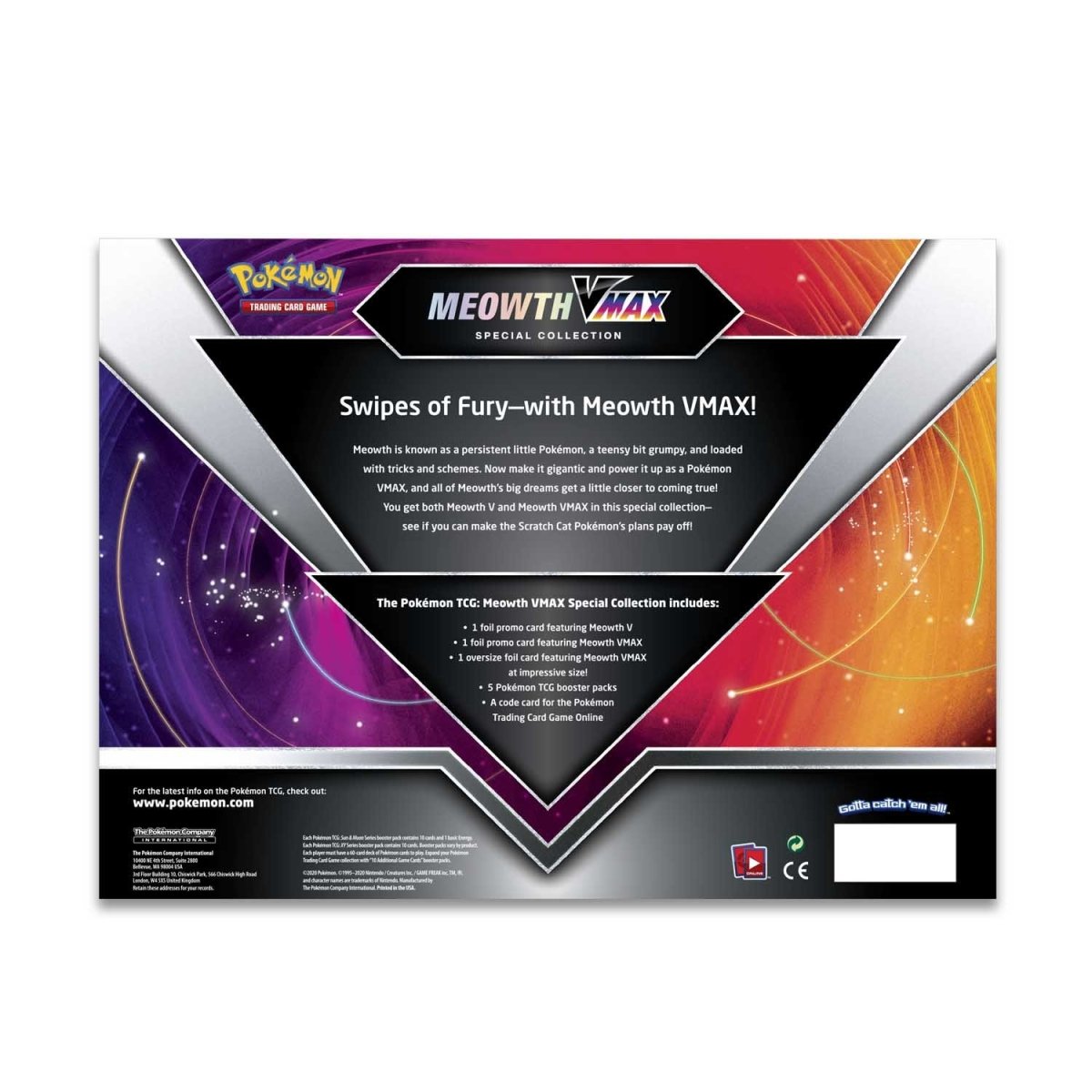 Pokémon TCG - Sword & Shield - Meowth VMAX Special Collection Box (5 Pack Edition) Non Team Up