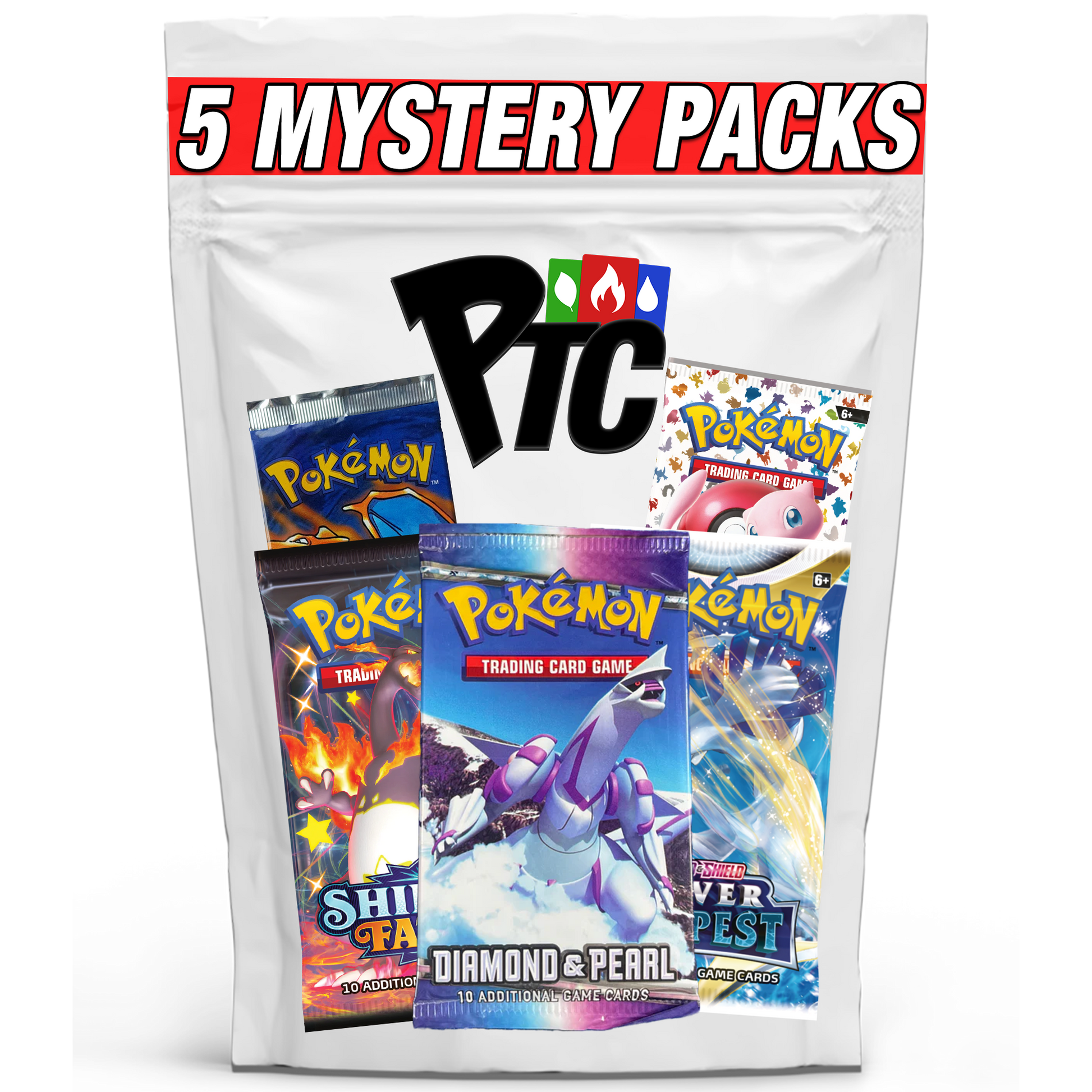 Premier Packs - 5 Pokémon Mystery Booster Packs (1995-2024) - Premier Trading Cards