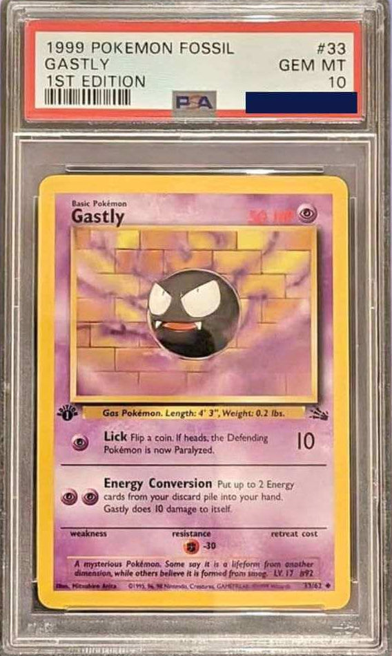 Pokemon Gastly #33 Fossil 1st Edition PSA 10