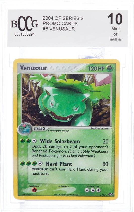 Pokemon 2004 Venusaur OP Series 2 Promo Card 6/17 Beckett BCCG 10 MINT