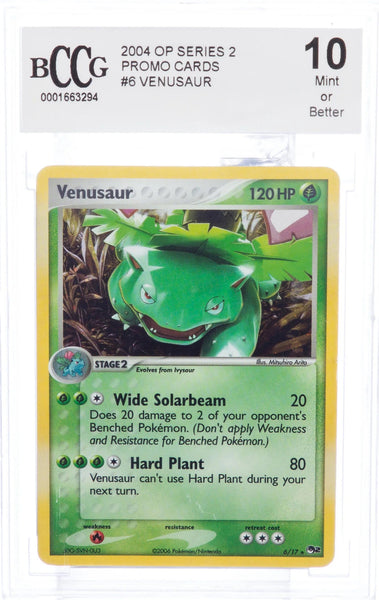 holographic venusaur pokemon card Pokemon 2004 Venusaur OP Series 2 Promo Card 6/17 Beckett BCCG 10 MINT – PTC Collectibles