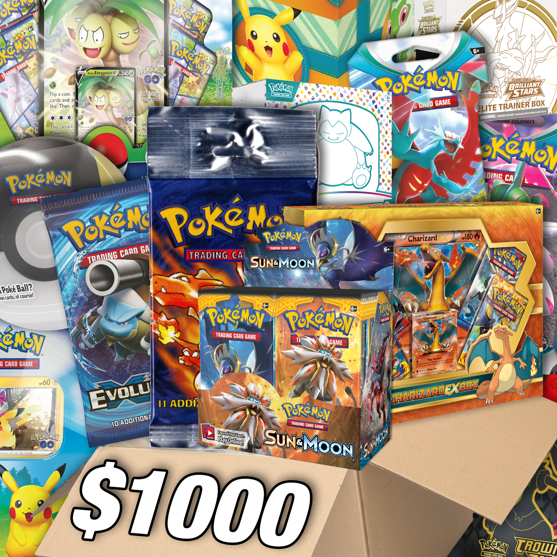 The Pokemon Card $1000 Mystery Box! - Assorted Pokmon Trading Cards PTC Collectibles The Pokemon Card $1000 Mystery Box! - Assorted Pokmon Trading Cards PTC Collectibles