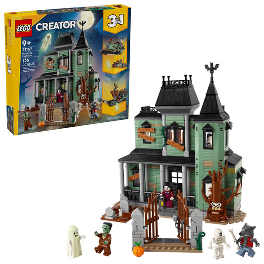 LEGO Creator 3 in 1 Haunted Mansion Building Toy for Kids - Halloween Building Blocks & Learning Toy for Girls & Boys, Ages 9+ - Build a Haunted House, Train, or Ship - Gift for Birthdays - 31167 🍁 All In One Marketplace Canada - PTC Collectibles