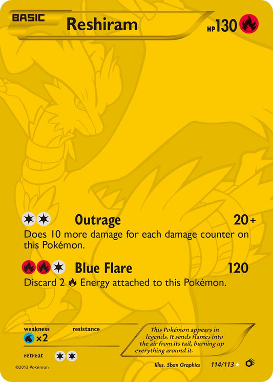 Gold Reshiram 114/113 - Pokémon Legendary Treasures Full Art Secret Rare (Lightly Played)