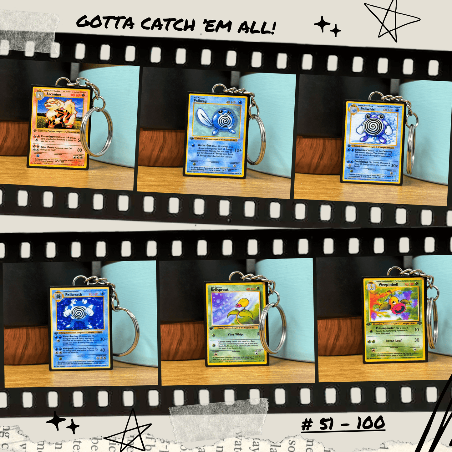 Pokemon Card Keychains (51-100)