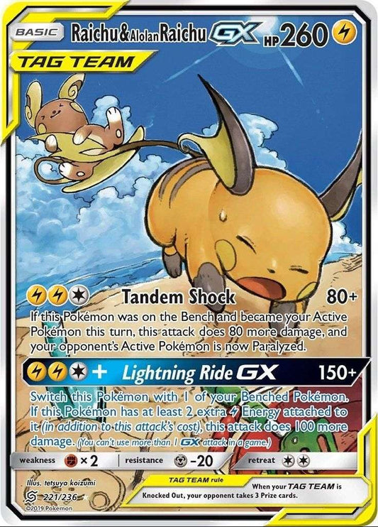 Raichu & Alolan Raichu GX (Alternate Full Art) (221/236) (SM11) - PTC Collectibles