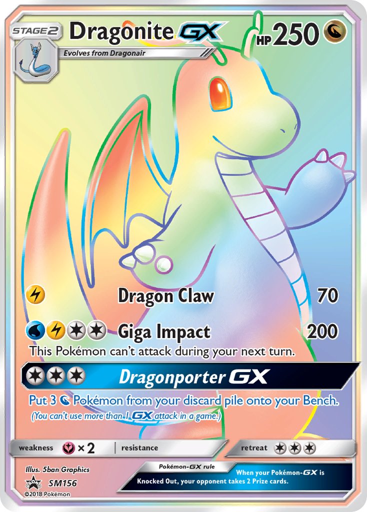 Pokémon - Dragonite GX Rainbow Rare Full Art (SM156)